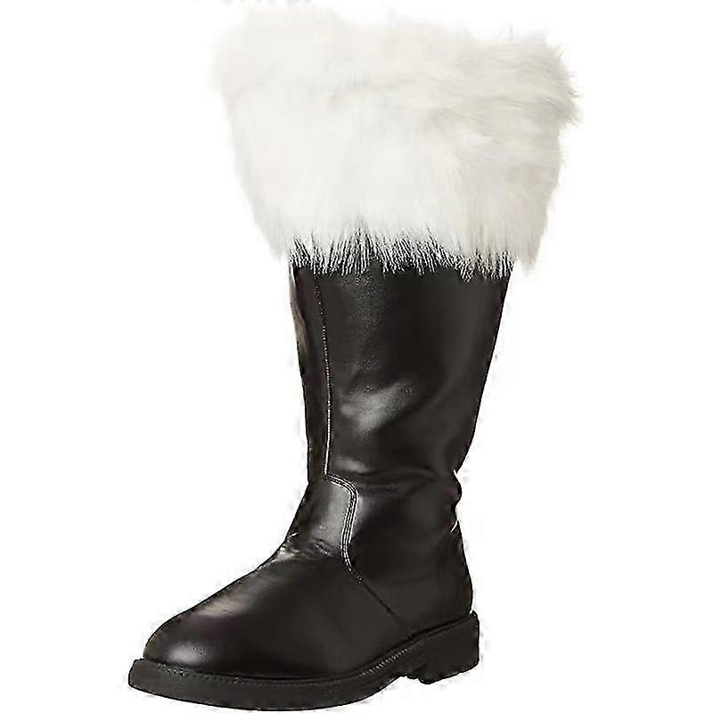 Bottes De Père Noël Pour Adulte - Cuir Synthétique Noir, Talon Bas, Fermeture éclair, Pour Cosplay Et Fêtes