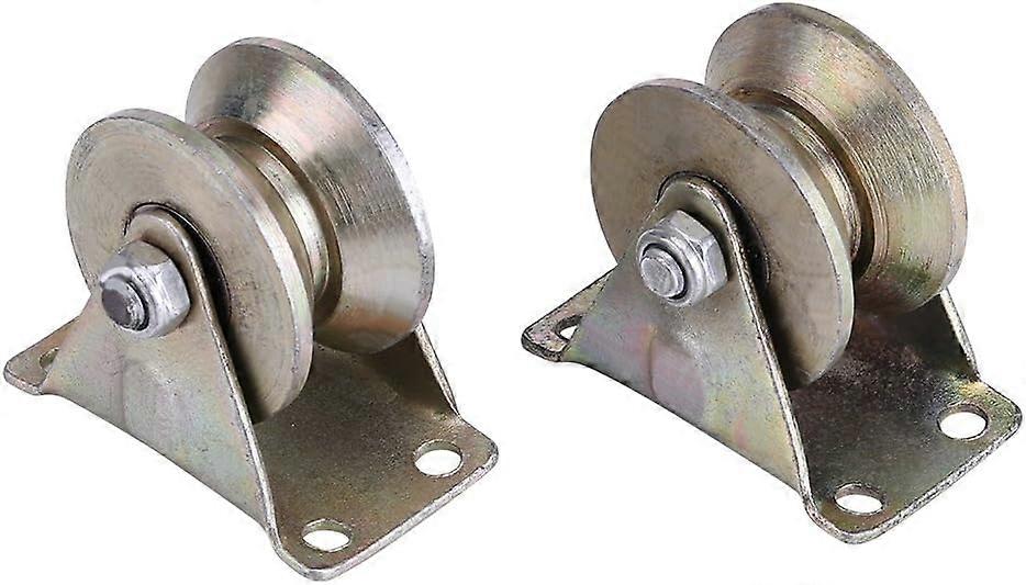 2025新しい2個2インチスチールスライディングゲートローラーV字型ホイールトラックレールスライディングドアローラーブラケット付き