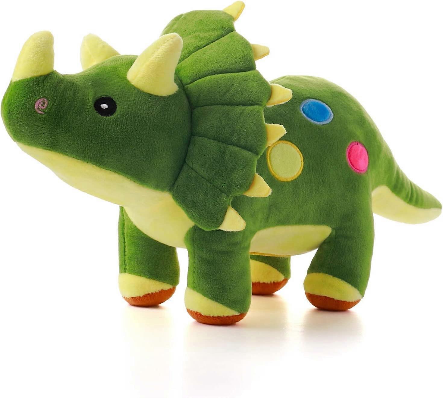 Dinosaur Plush Toy, 16" Stuffed Animal Triceratops Throw Plushie Pillow Doll, Soft Green Fluffy Friend Hugging Cushion - Present for Every Age & Occas