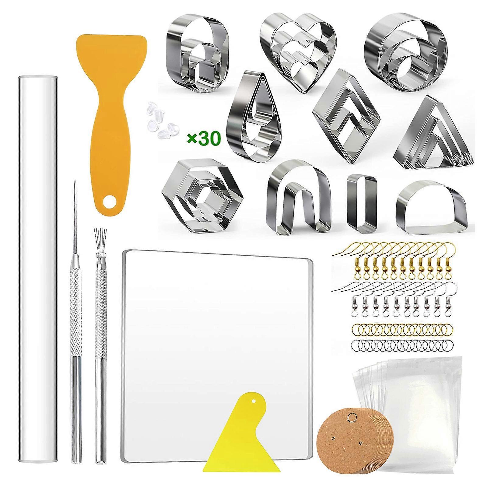 Ceramic Clay Cutters 130Pcs Earring Hooks Jump Rings Set Accessory