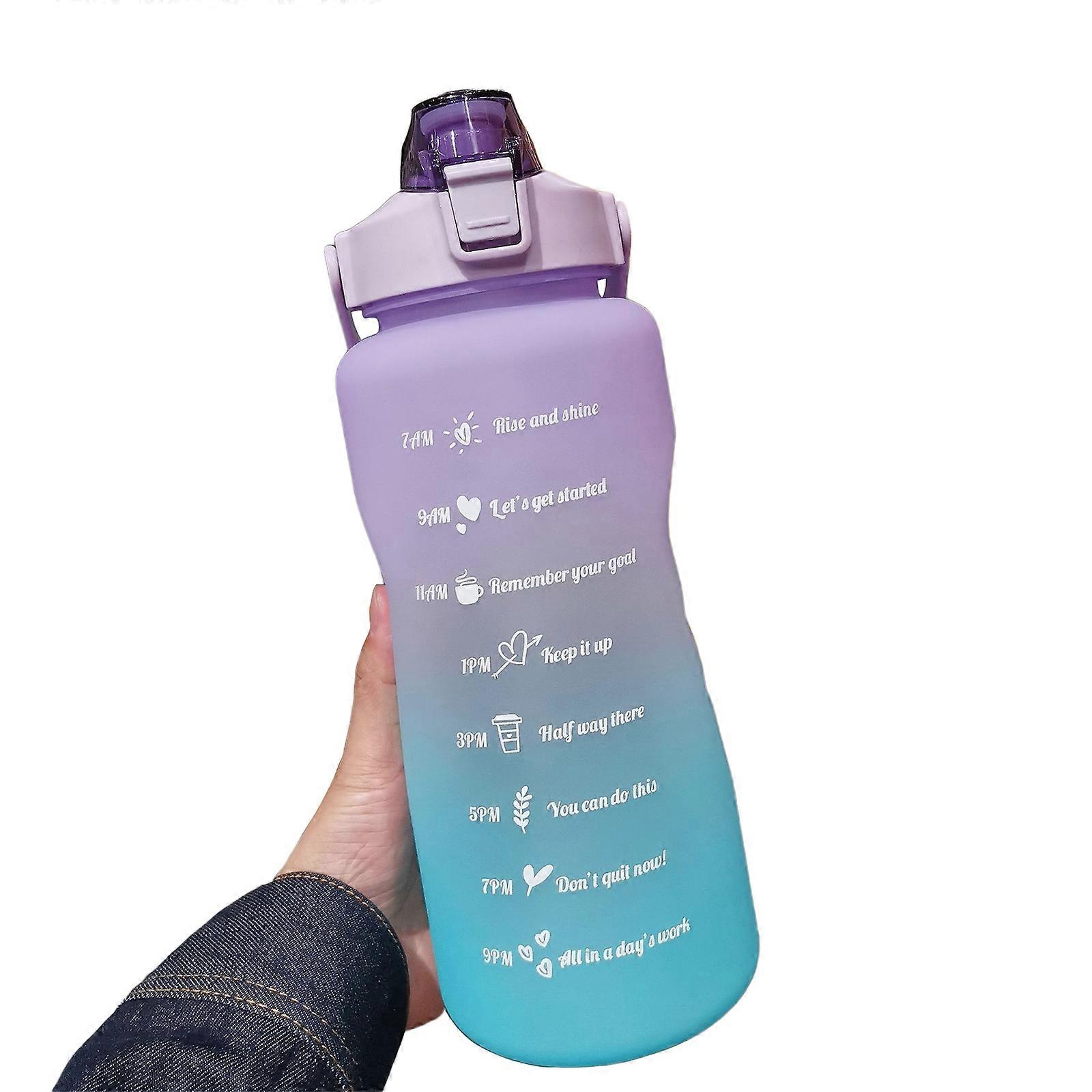 Water Bottle Drinking Bottles Large-capacity Gradient Color Portable Outdoor Leakproof With Straw 2L Bouncing Cover