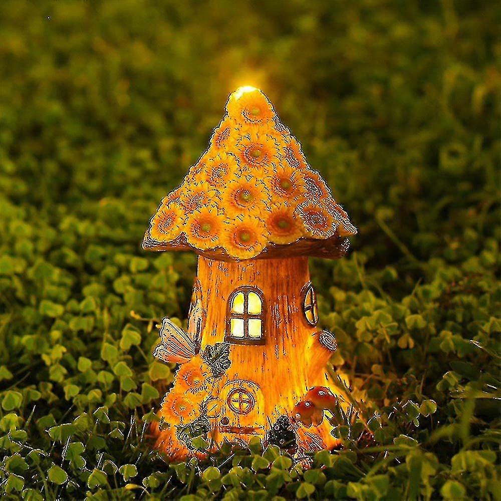 Fairy Garden House Solar Powered Miniature Sculpture Sunflowers
