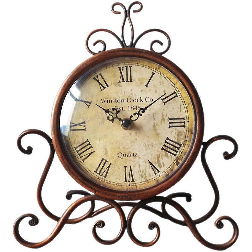 Vintage Style Clock Prydnad Klassisk Desktop Mute Clock Ornament Inget batteri