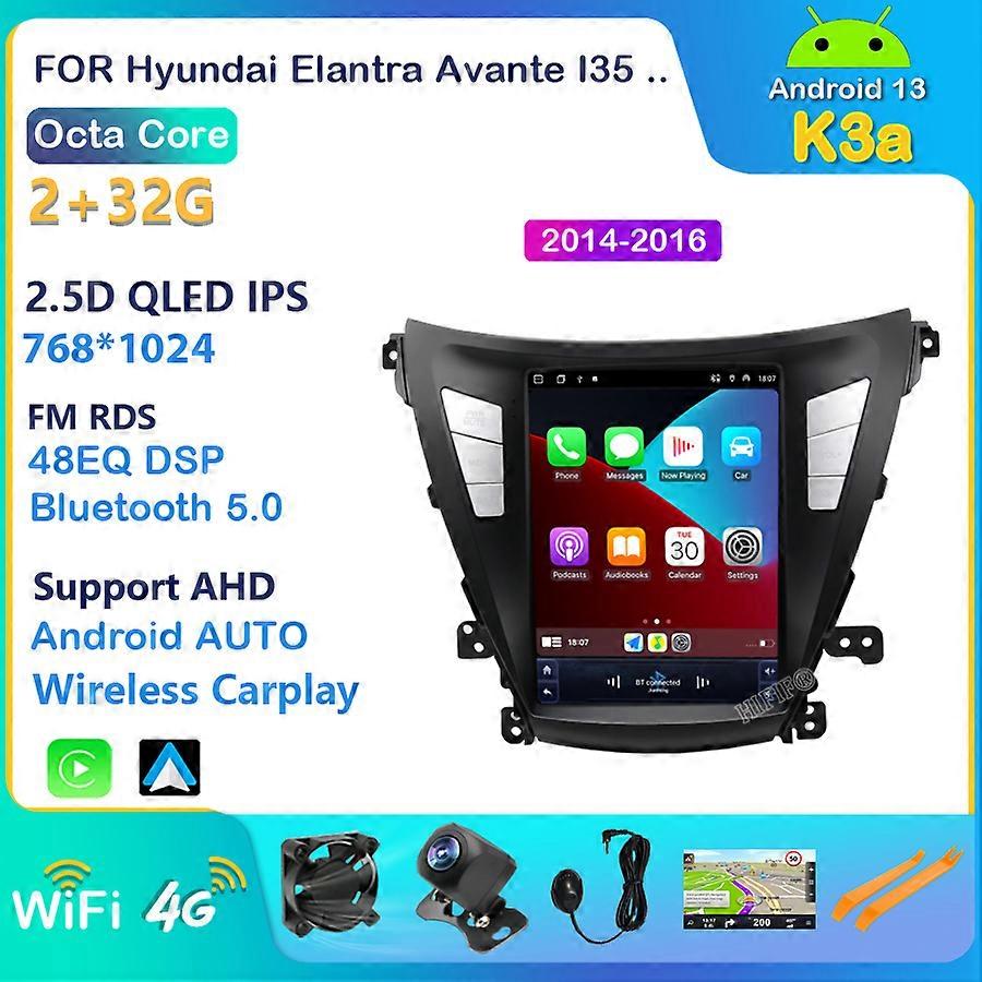 Android 13 Tesla Style Car GPS Navigation For HYUNDAI ELANTRA/MD 2011-2016 Auto Radio Stereo Multimedia Player With BT WiFi