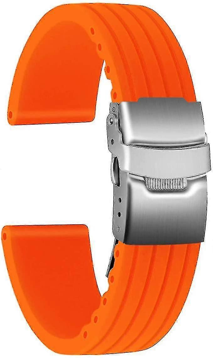 Rubber strap with stainless steel folding clasp Unisex 24mm