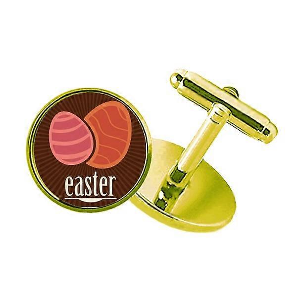 イースターフェスティバル赤い卵パターンスタッズビジネスメタルカフリンクスゴールデン