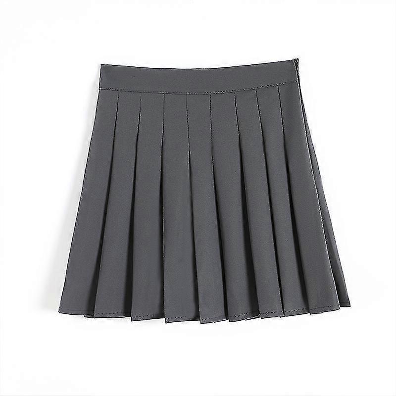 Falten Minirock Hohe Taille Eine Linie Lässiger Rock Damen Solid Polyester Rock