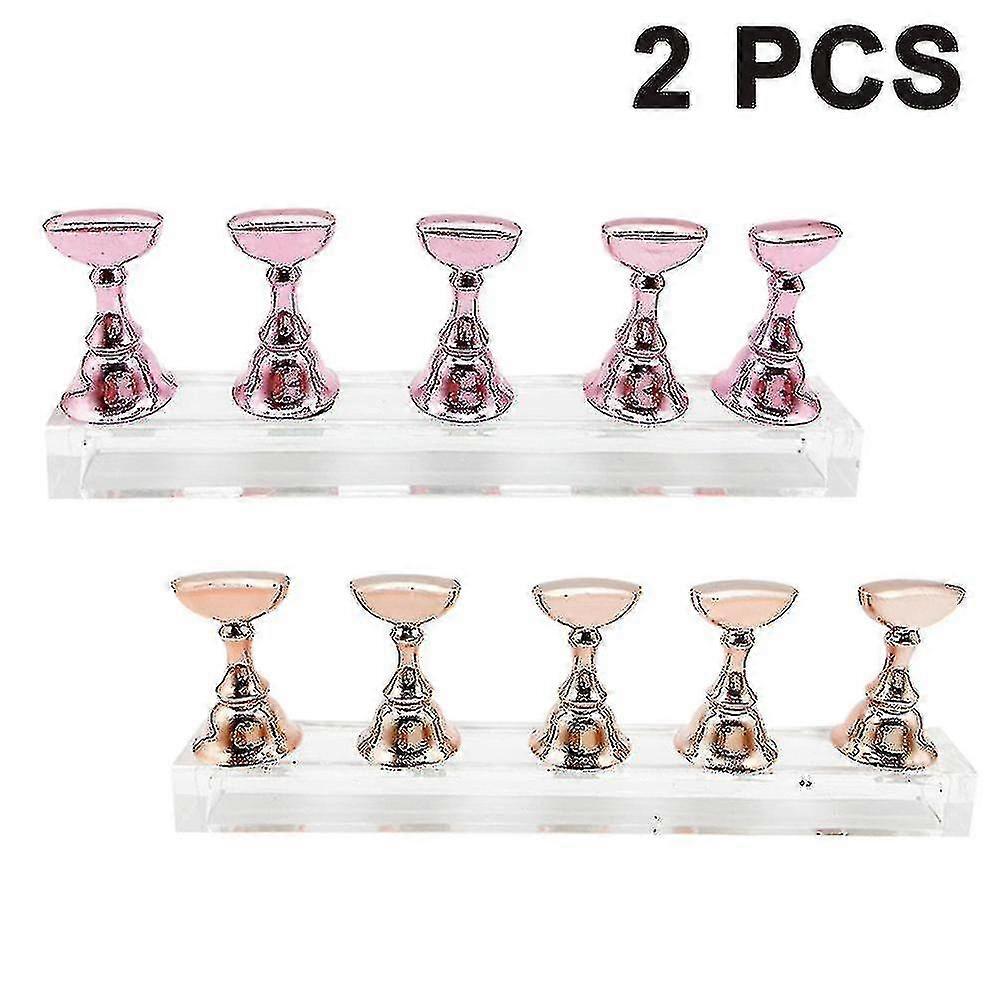 2 Set Acrylic Nail Art Practice Stands Magnetic Nail Tips Holders