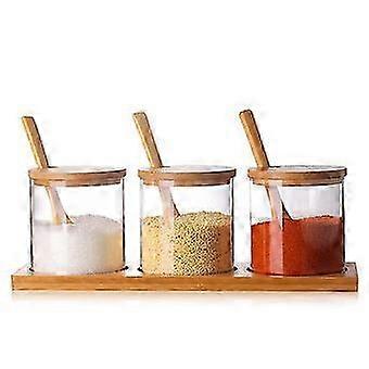 Condiment Container Seasoning Box,Glass Condiment Canisters Pots