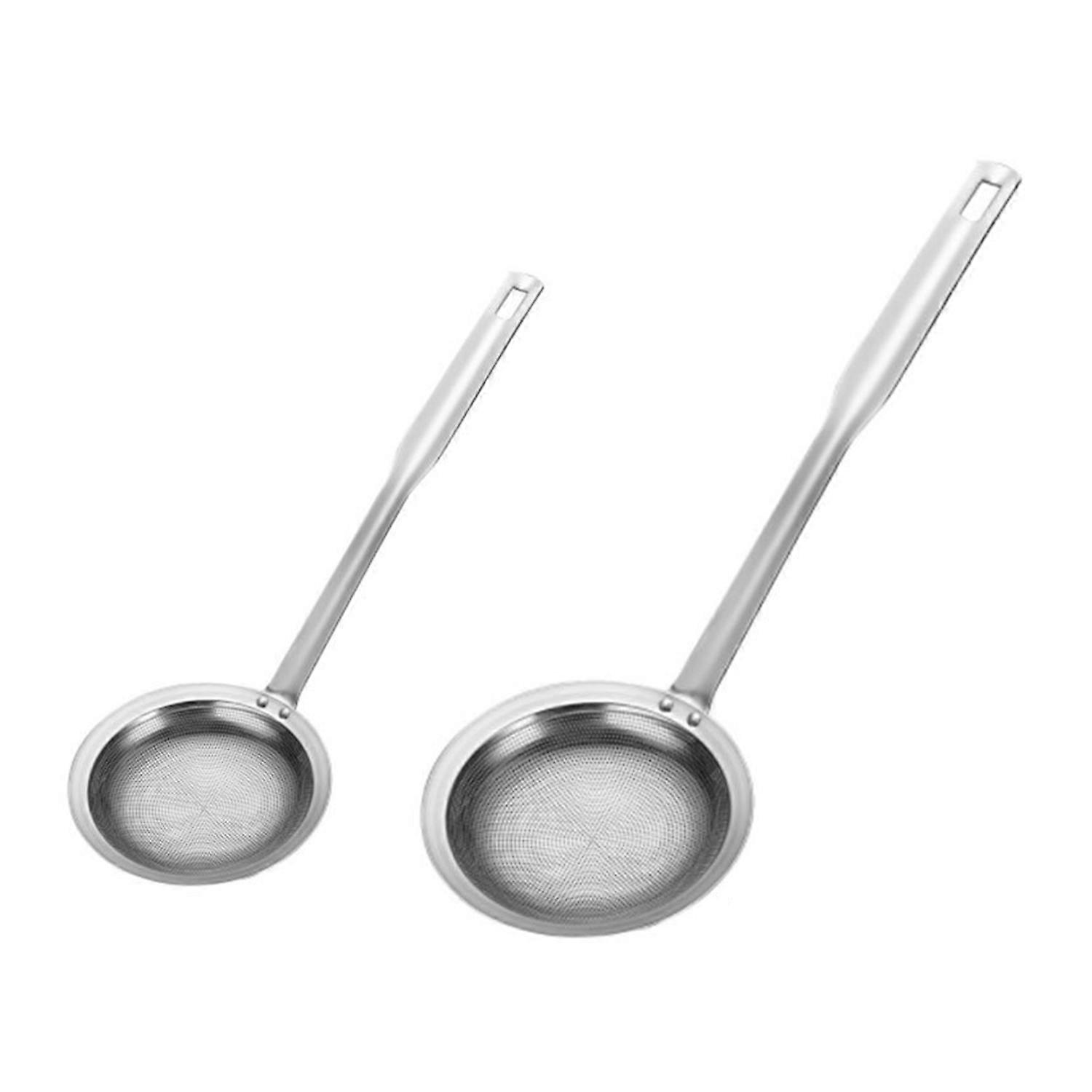 1/2Pcs Stainless Steel Fine Mesh Colander Spoon Strainer Oil Filter Food Strainer with Handle Extra