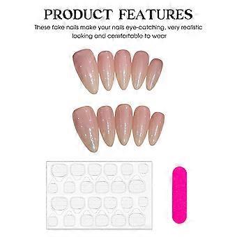 Kit de Unhas Longas Rosa Pressionadas Gradiente Longo Pontiagudo Prensa nas Unhas para Mulheres Meninas Manicure DIY
