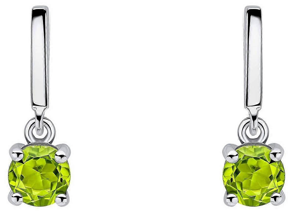 Beginnings Round Semi Precious Stud Earrings - Silver/Green