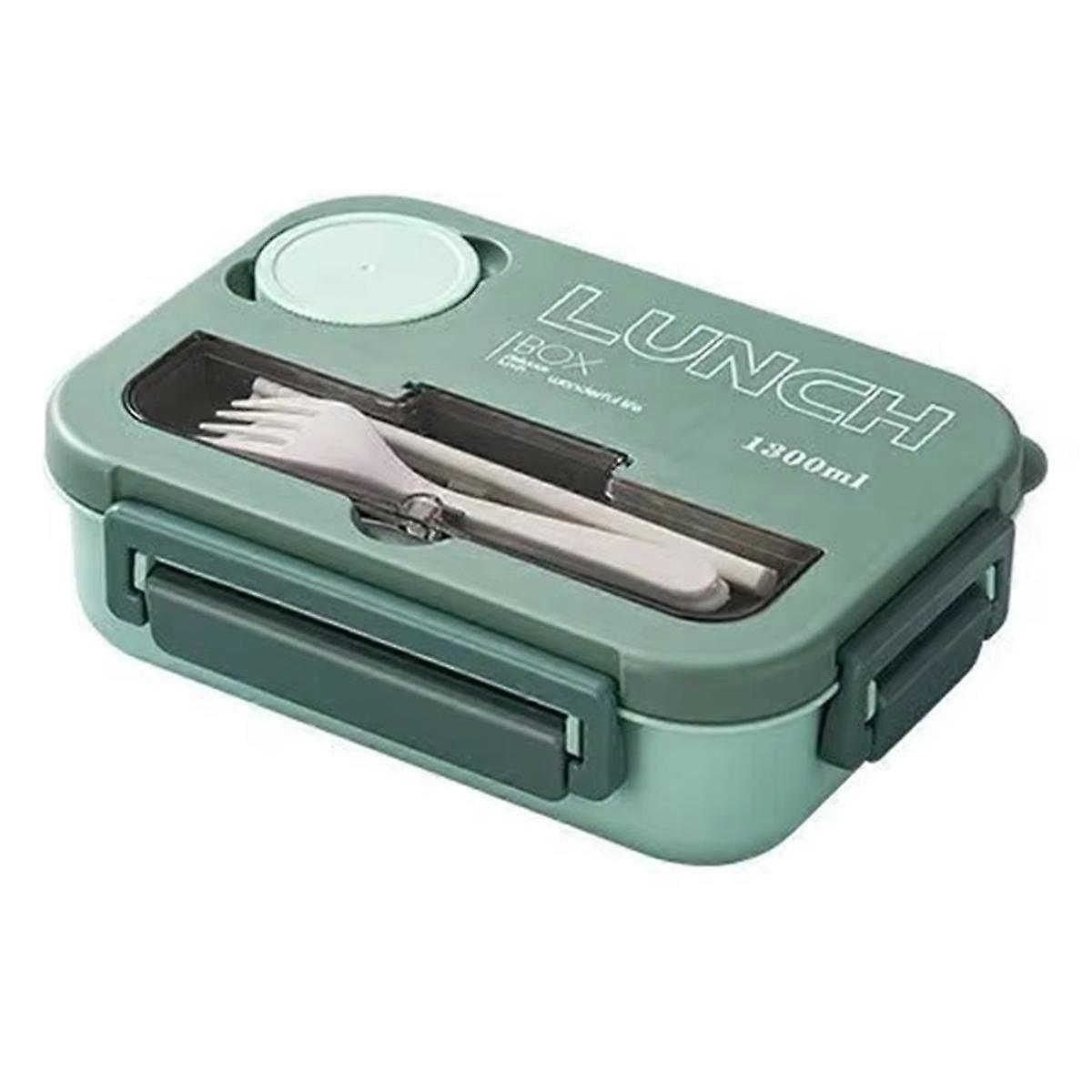 صندوق غداء بينتو مع أدوات مائدة ، 4 مقصورات ، مانع للتسرب ، ميكروويف وغسالة صحون آمن للبالغين و