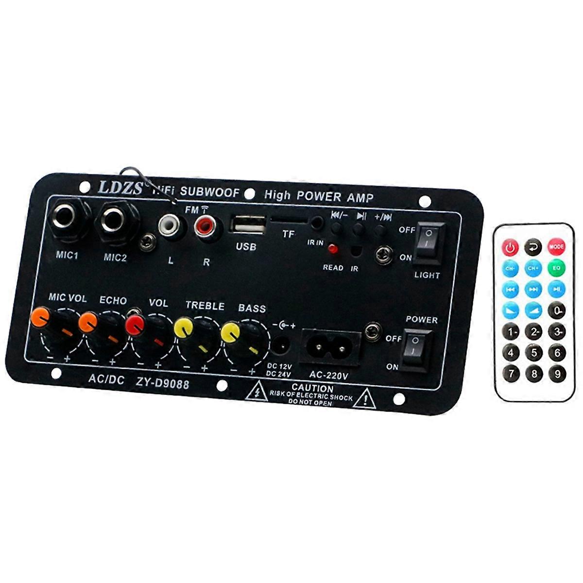 Car Bluetooth Amplifier for Car Amplifier Board Dual Microphone Karaoke with Modulated Reverb (Adapter Included) EU PLUG