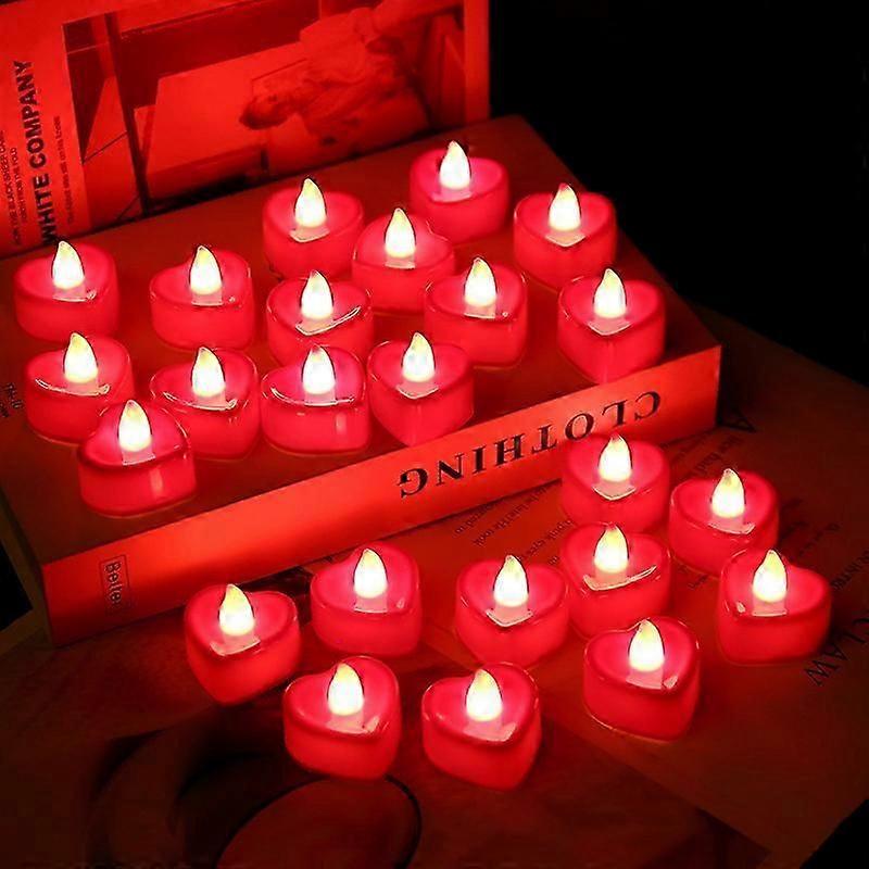 24pcs Led Electronic Candle Lamp Heart Shape