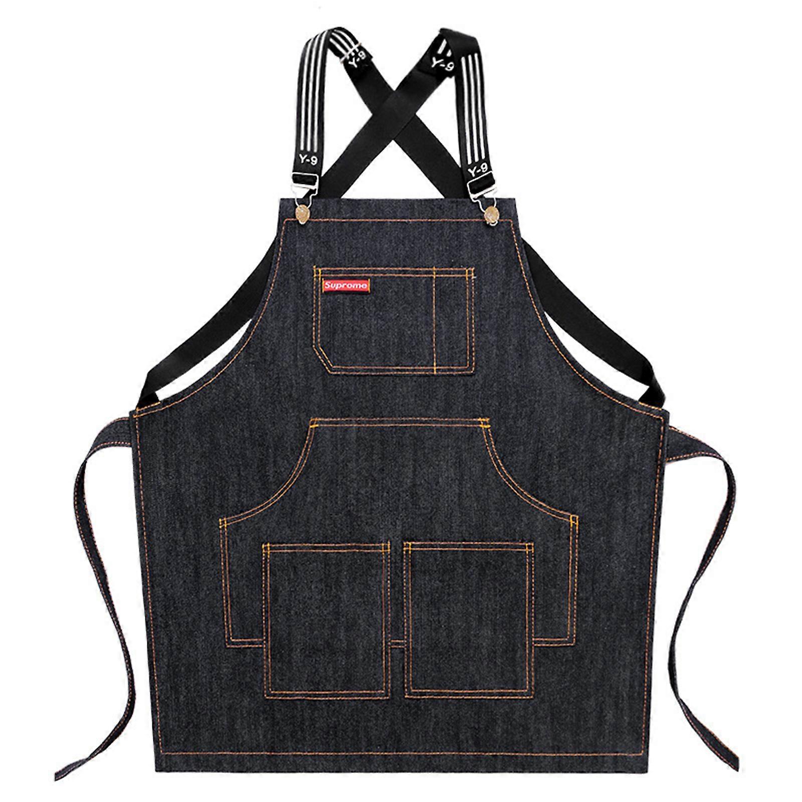 Multifunctional Chef Apron for Cross Back Children Work Apron with Adjustable Strap and Pockets Workwear for Unisex Kids  Black 1