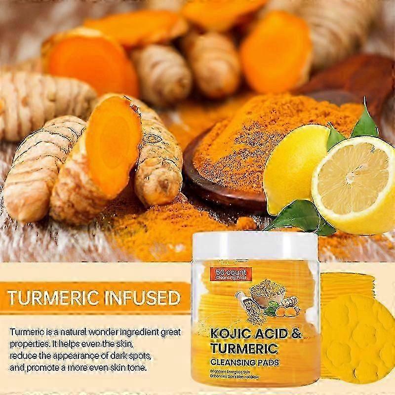 Turmeric Kojic Acid Cleansing Pads – 40 Stück, Peeling-Pads Mit Kurkuma & Kojisäure Gegen Dunkle Flecken, Für Strahlende Haut, Tägliche Reinigung