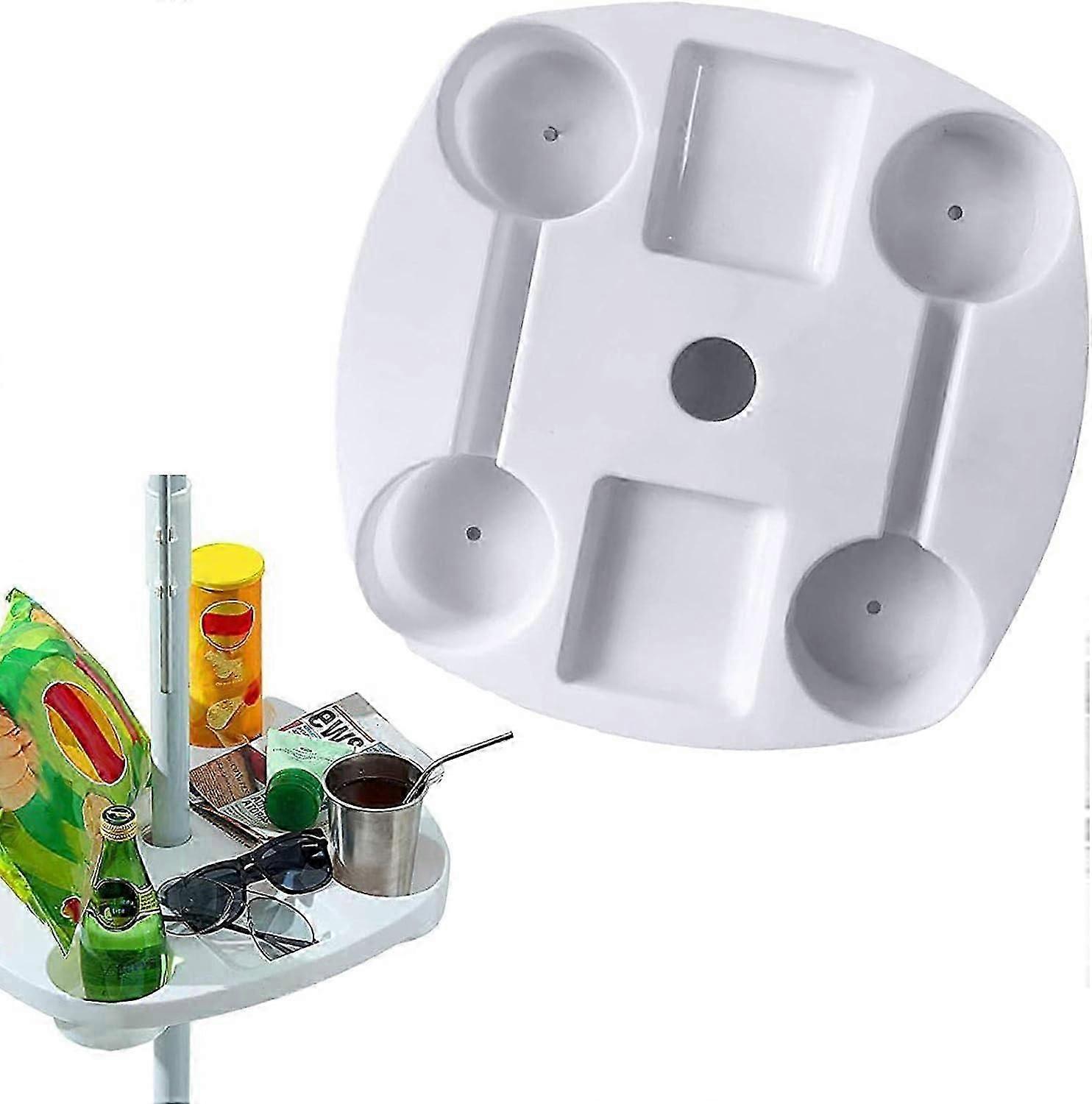 صينية مظلة مقاس 14.5 بوصة - صينية مظلة مع مقصورات أكواب ووجبات خفيفة | حامل طاولة مظلة للفناء ، شاطئ ، حديقة ، حمام سباحة