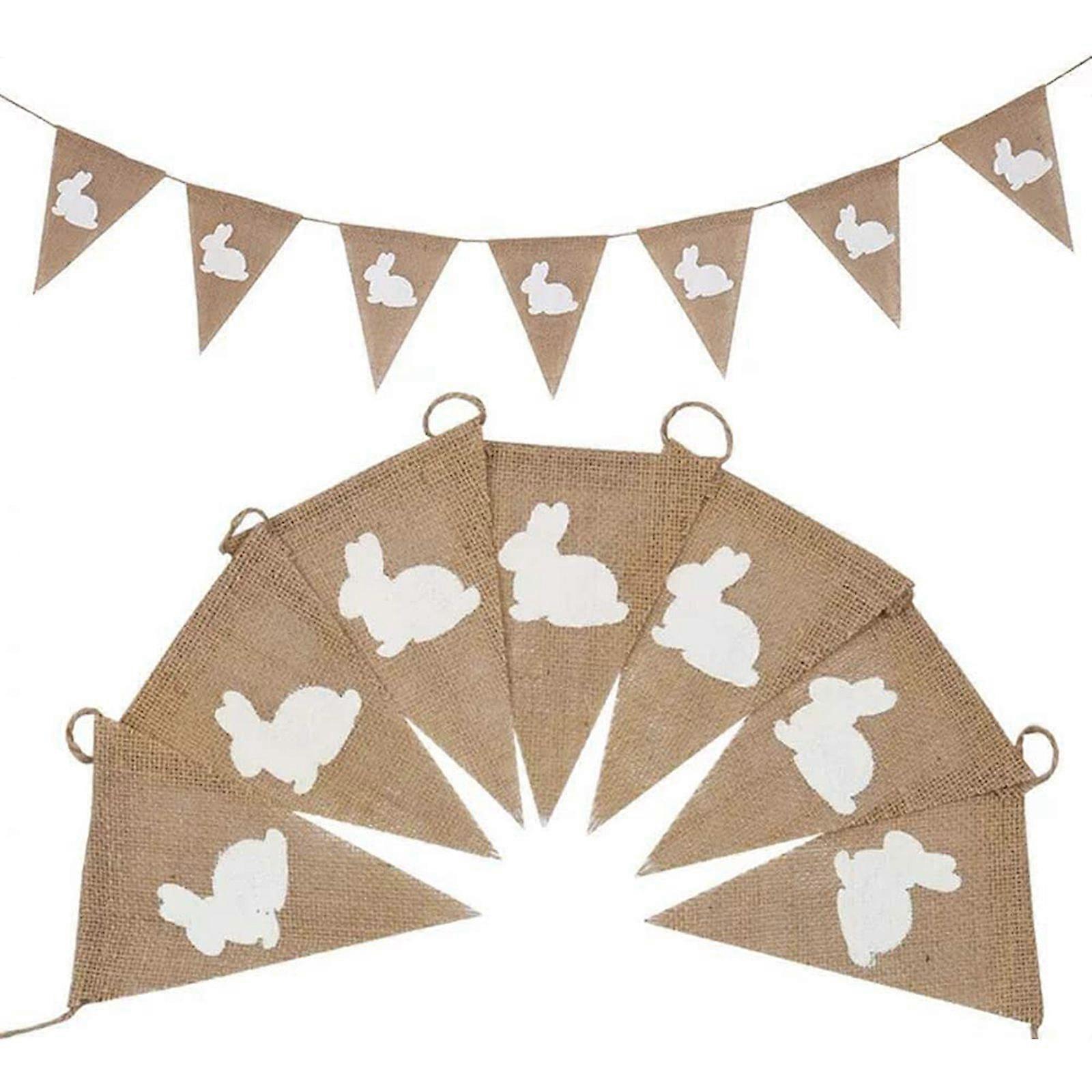 1pc Christmas Decor Natural Jute Rabbit Burlap Bunting