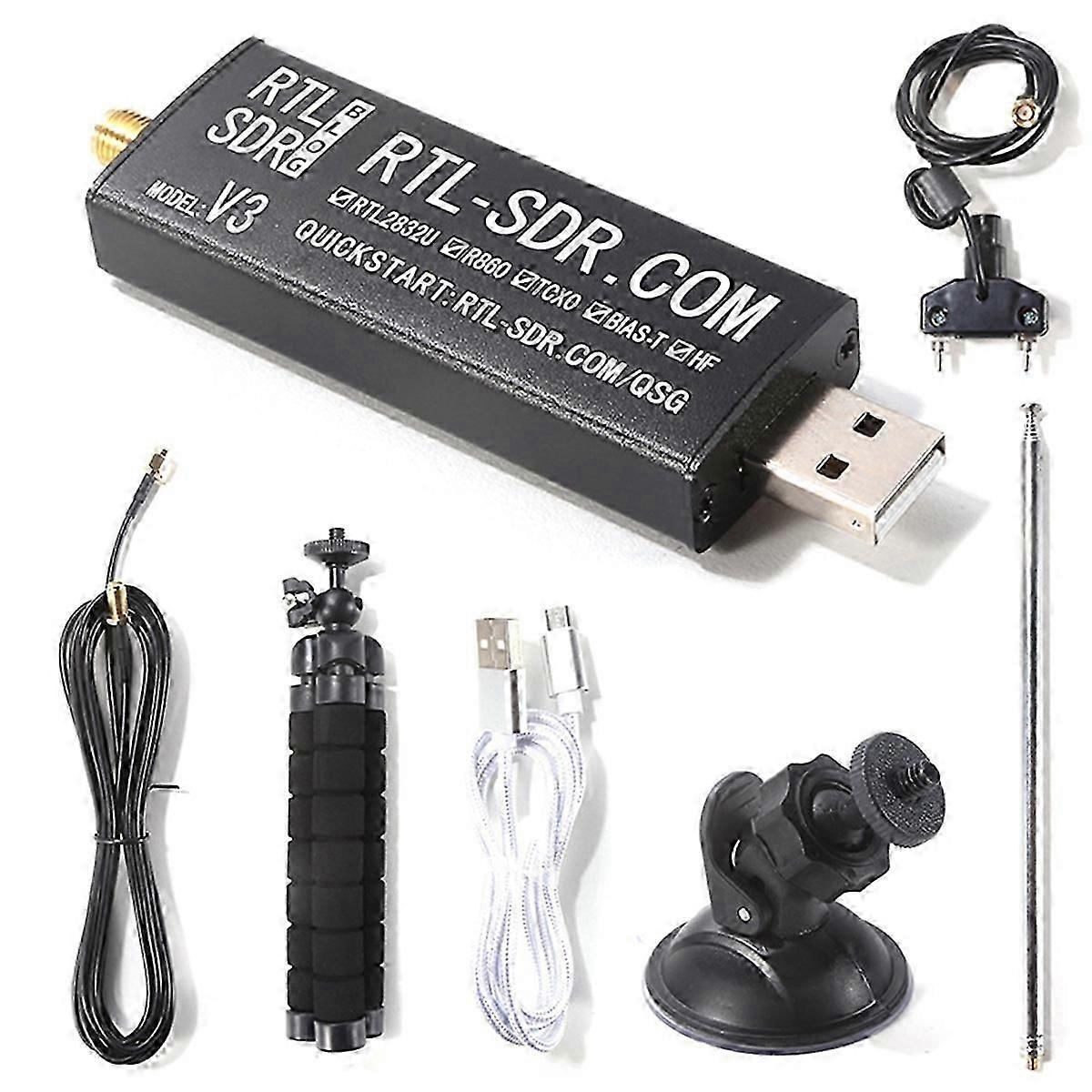 RTL-SDR V3 R820T2 TCXO Software Radio Wideband Ultrashortwave SDR Multifunction Convenience Receiver Black Complete Set