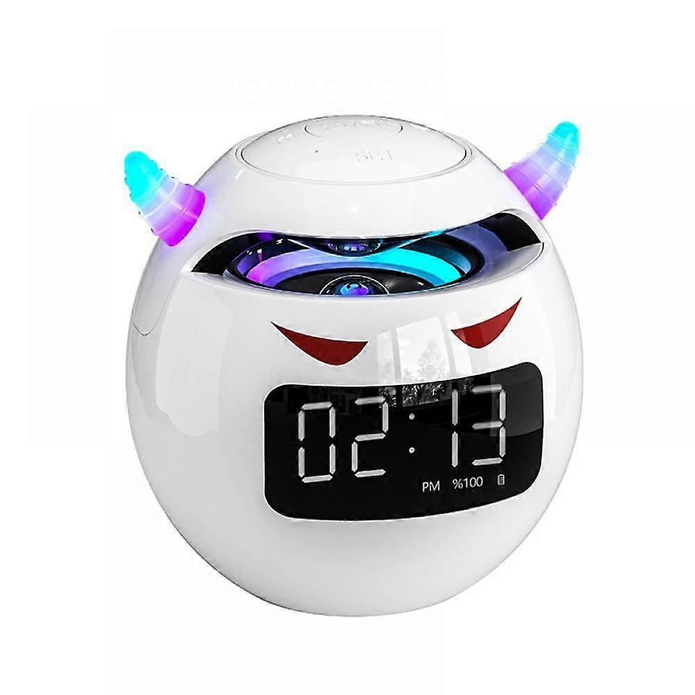 Demon TF Bluetooth Speaker with Alarm Clock and Subwoofer(White)