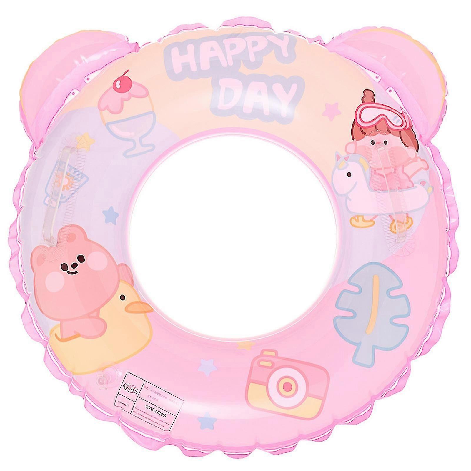Thickened Inflatable Swimming Ring with Handle Cartoon Summer Pool Water Toy