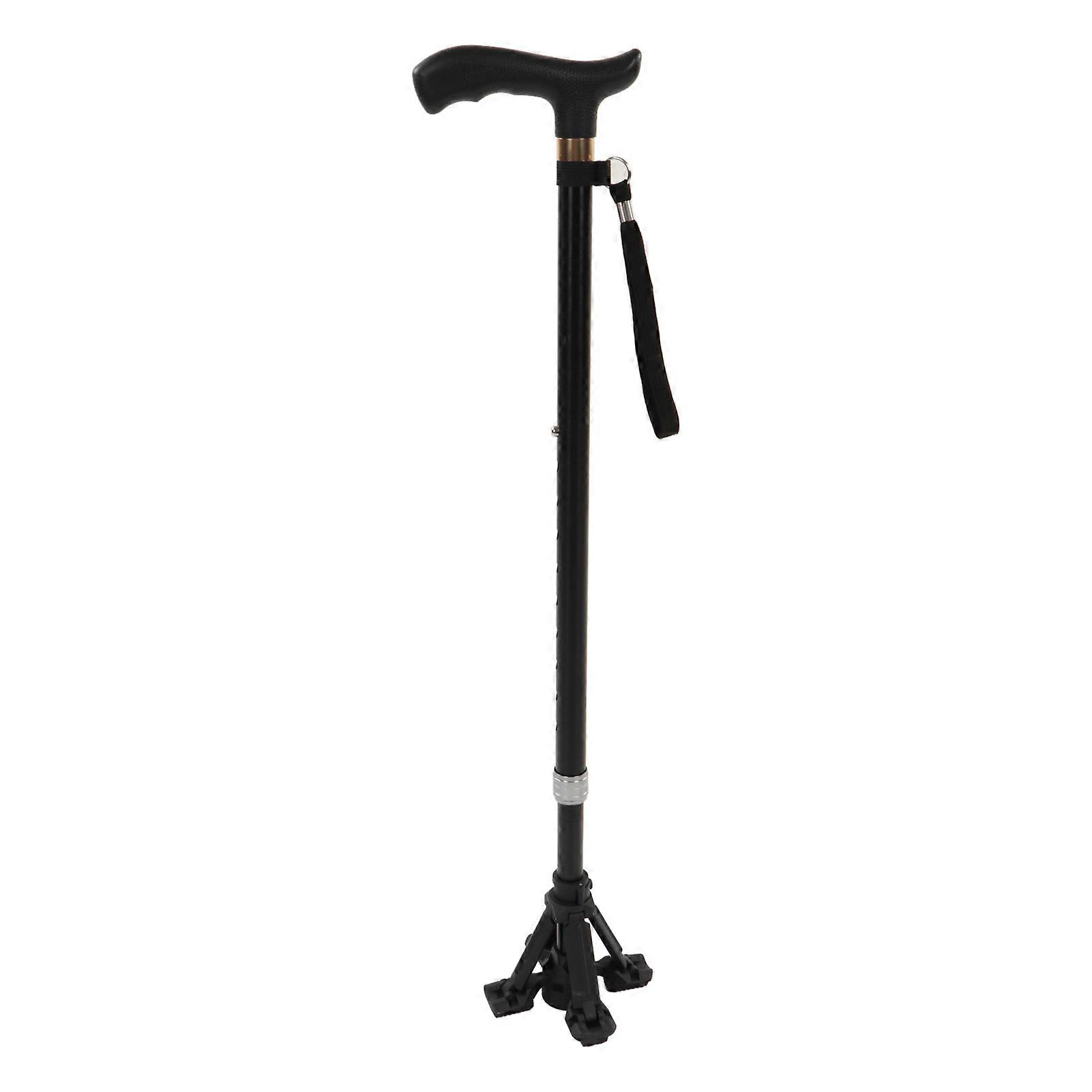 Walking Cane Comfortable Handle Retractable Slip Resistant Walking Stick for Elderly Black 