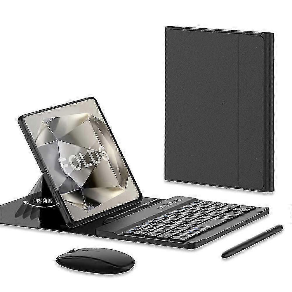 for Samsung Galaxy Z Fold 6 5 4 Keyboard and Mouse, Portable Magnetic Bluetooth Keyboard with Leather Case and Capacitive Pen
