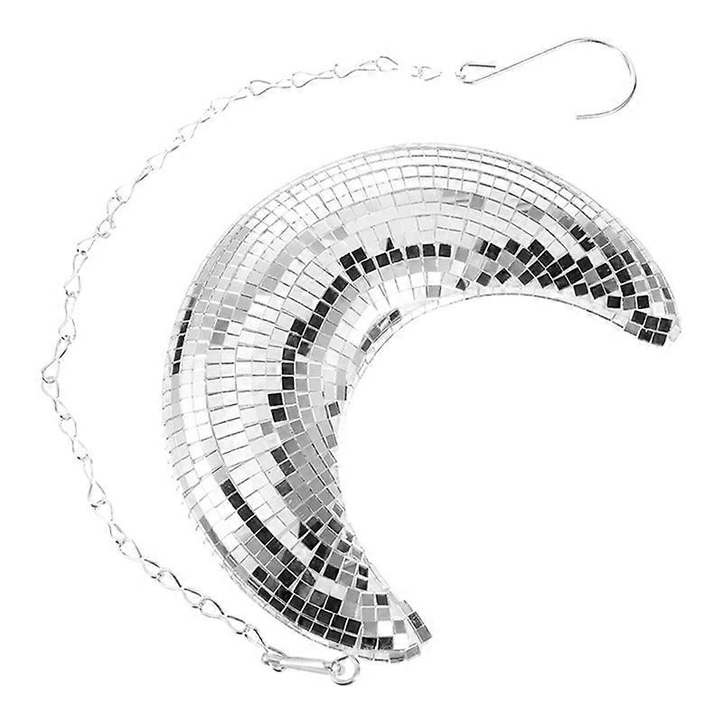 Disco Moon Shape Hanging Mirror Ball with Chain Bar Ktv Dj Party Deco