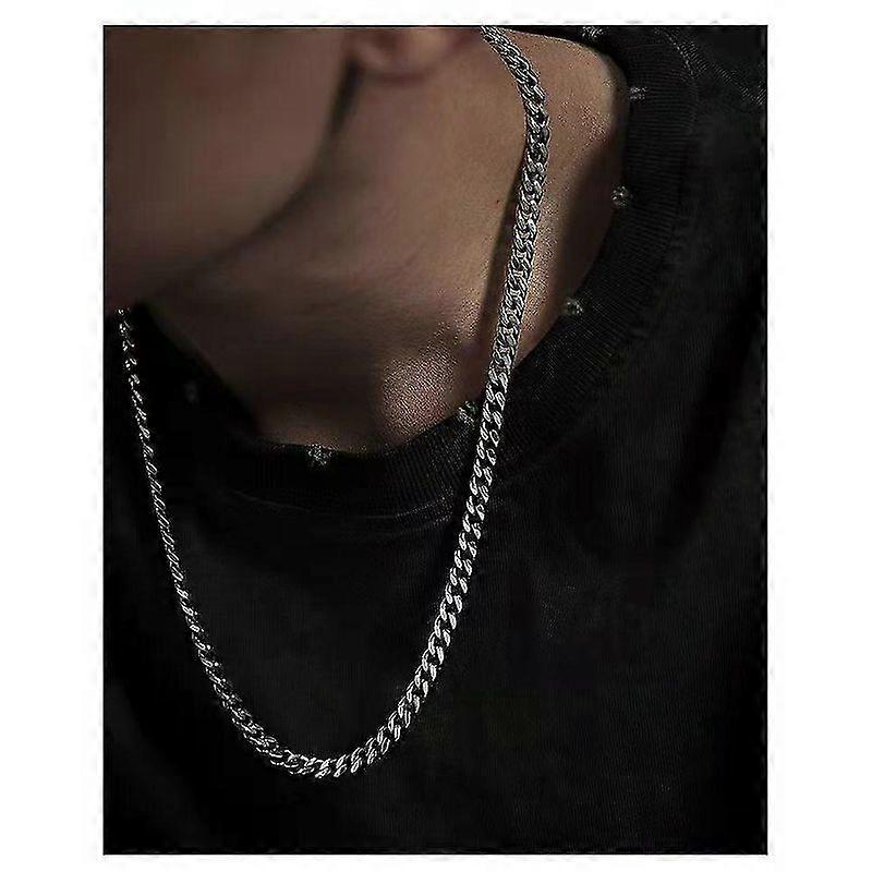 6 Mm Men Chain Necklace, Silvercuban Basic Necklace