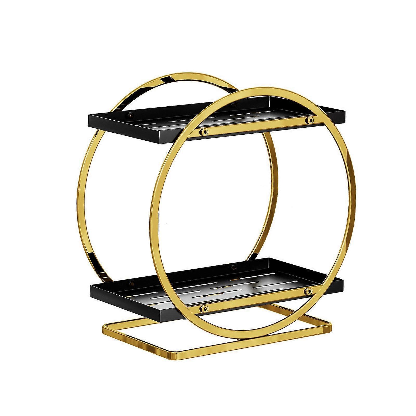 Multiple Layer Bathroom Countertop Organize Space Saving Storage Rack Cosmetic Shelf Suitable for Cosmetics & Toiletries black gold