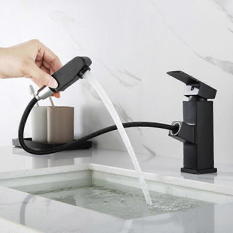Adjustable Flow Pull-Down Bathroom Faucet with Three Spray Modes