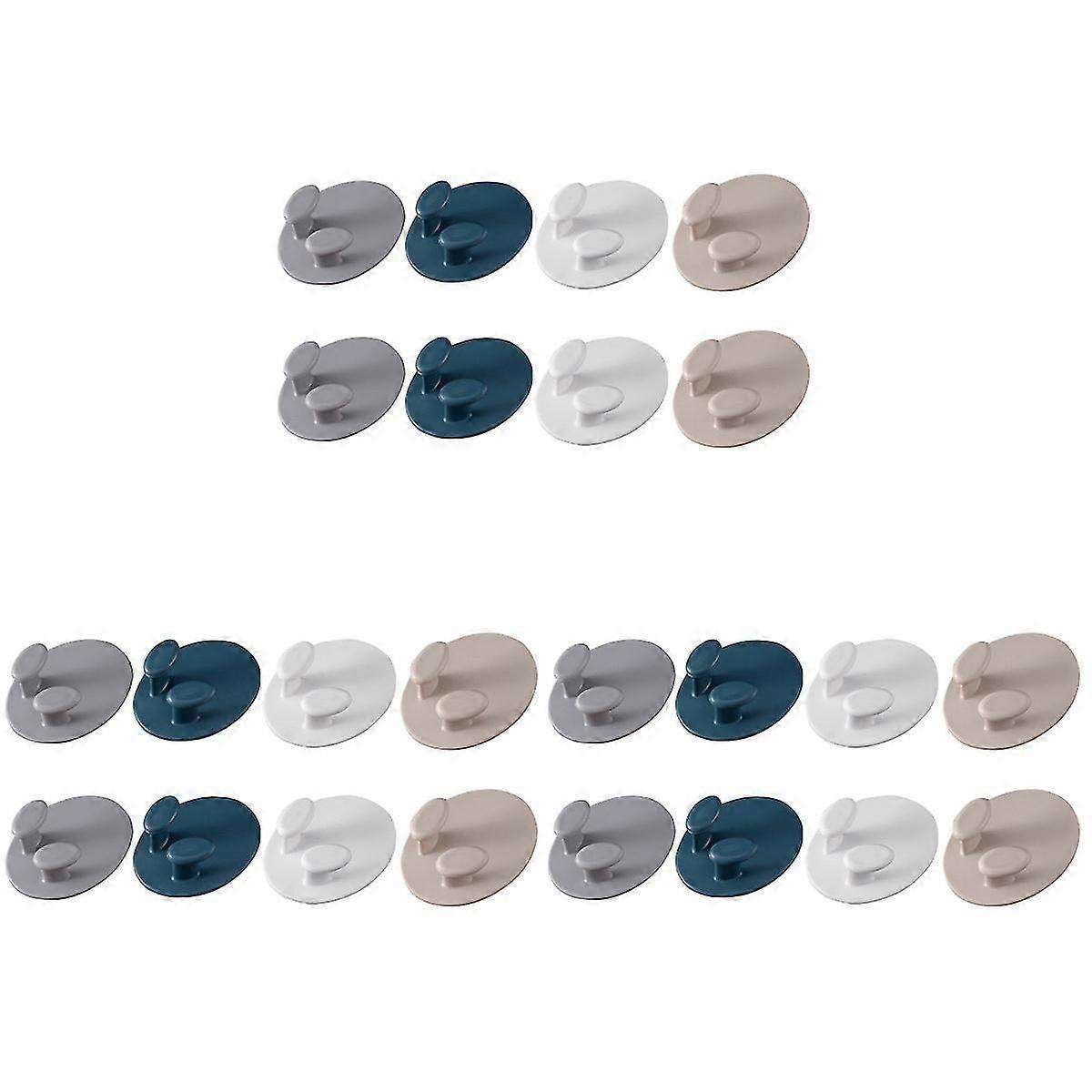24 Pcs Adhesive Power Cable Hooks - Durable ABS Storage Solution for Bathroom & Home Organization