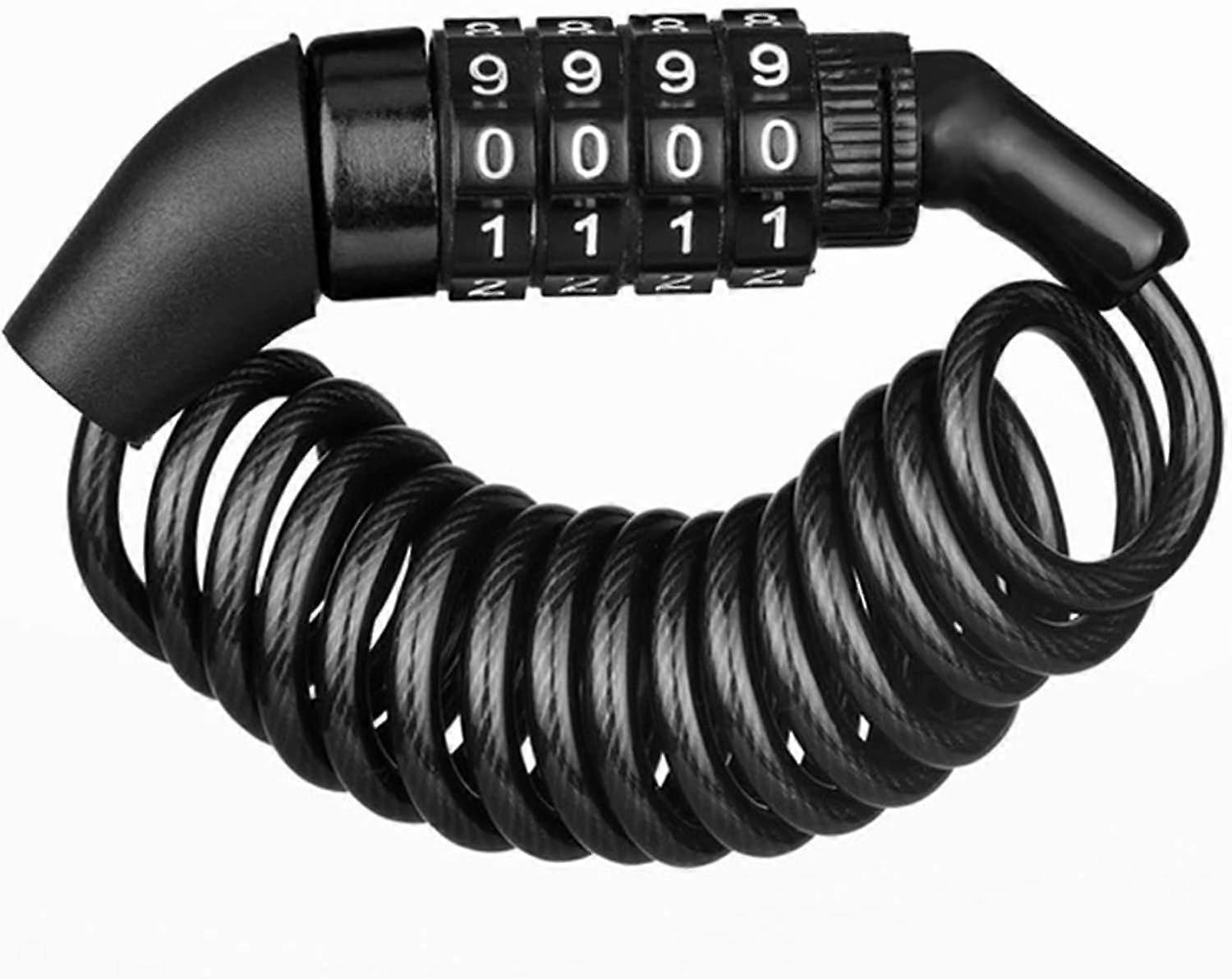 Bike Lock Chain Lock Mini Portable Bicycle Combination Security Lock with 4-Digits Helmet Password Lock Cycling Cable Lock