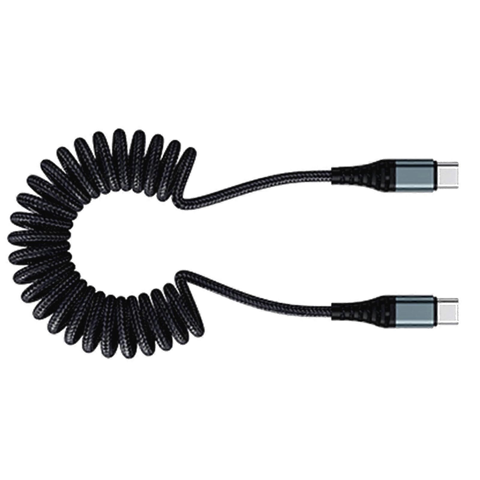 ROCK RCB0877 PD 60W USB-C / Type-C to USB-C / Type-C Spring Coil Fast Charge Data Cable, Length:1.5m