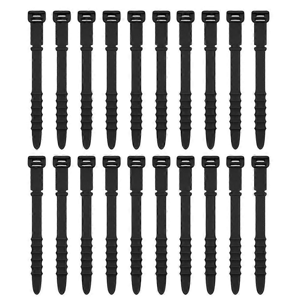 3 Sets 20pcs/Set Fishbone Silicone Cable Tie Cable Organizer Winder, Color: Black