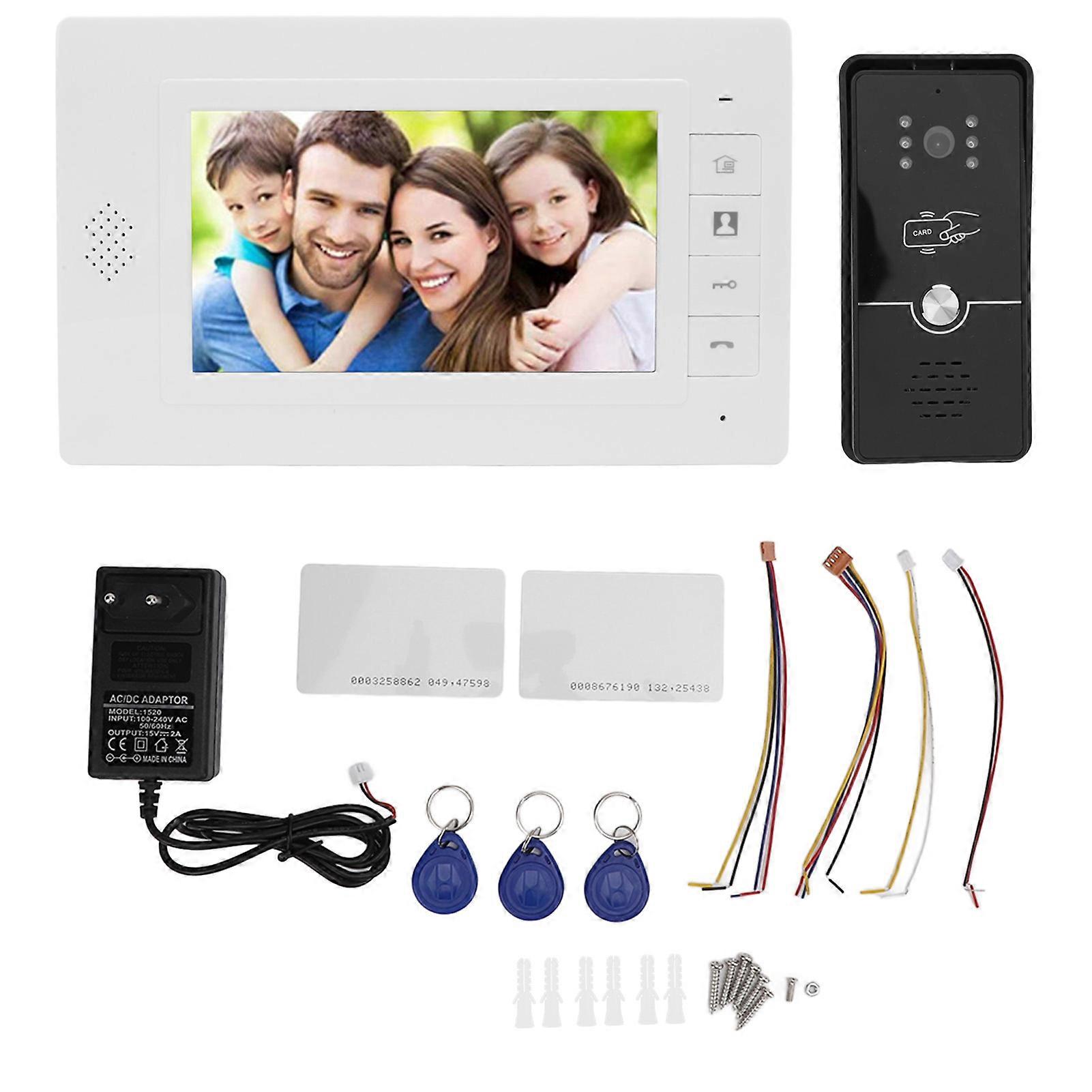 Wired Video 7 Inch LCD Screen Night Vision 120 Deg Wide Angle Visual Intercom System for Villa Home