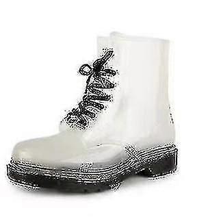 Ücretsiz Kadın Yağmur Botları Olgun Bayan Dantel Up Su Geçirmez Bayan Ayakkabı Şeffaf Şeker Renkleri Ayak Bileği Açık Kız Ayakkabıları