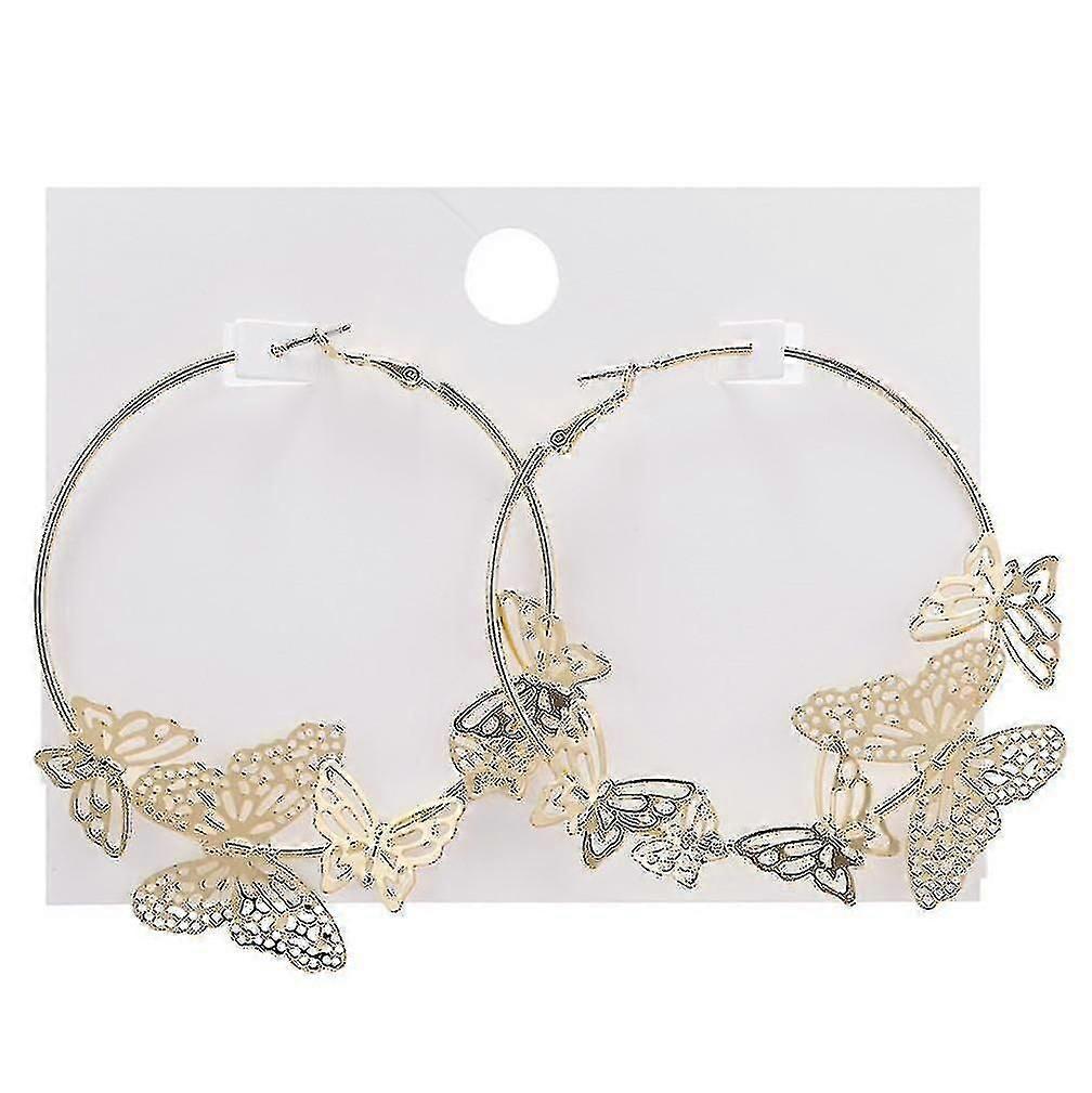 Earrings Butterfly Big Circle Alloy Ear Studs For Ceremony