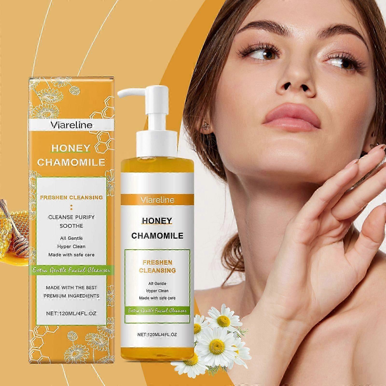 Honey & Chamomile Face Cleanser - Cleanses Pores - Soothes Hydrating Facial Cleanser Improves Texture & Oil Balance - Sensitive Skin Friendly - 120ML