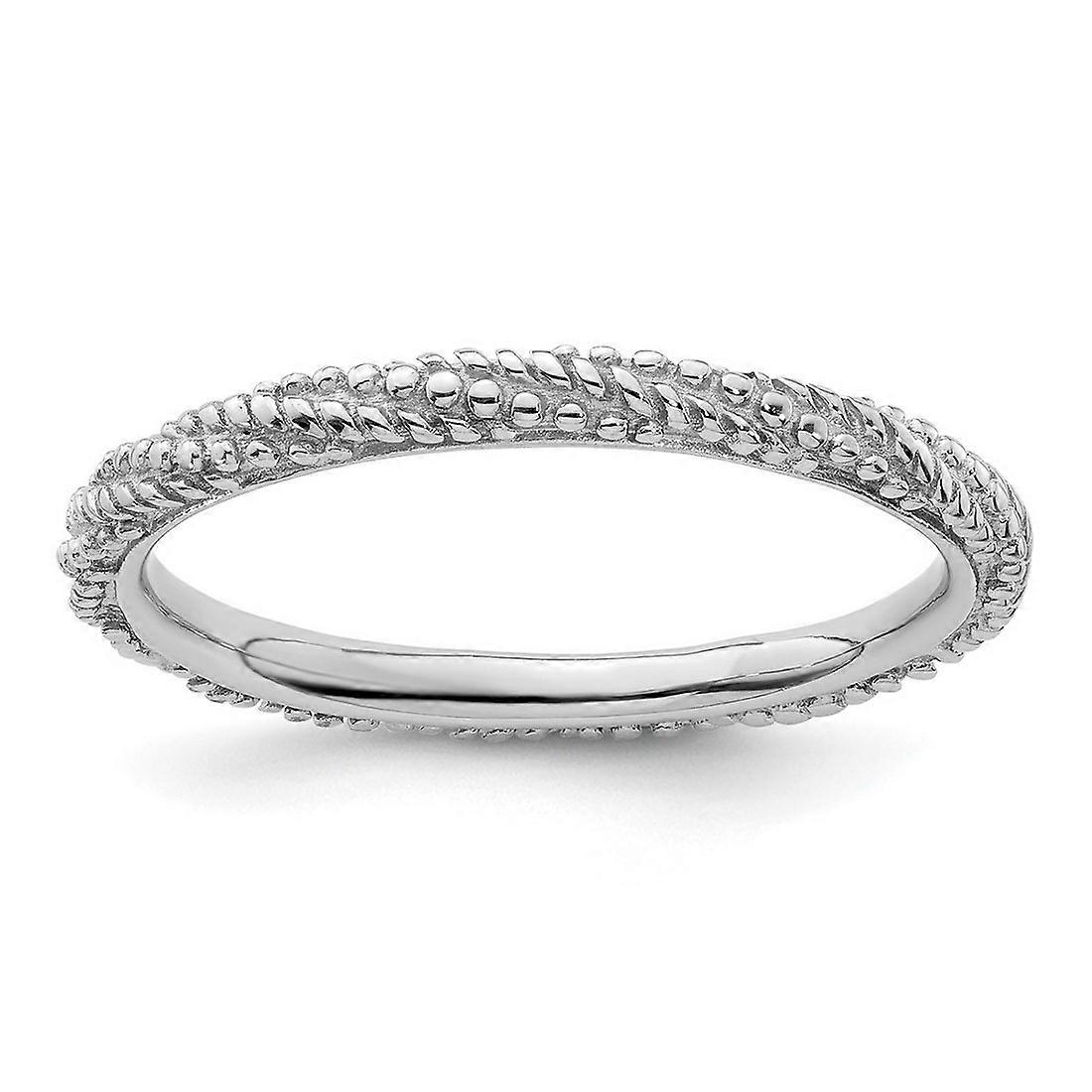 925 Sterling Silver Stackable Polished Textured Ring Stackable Ring for Women - Ring Size: 5 to 10