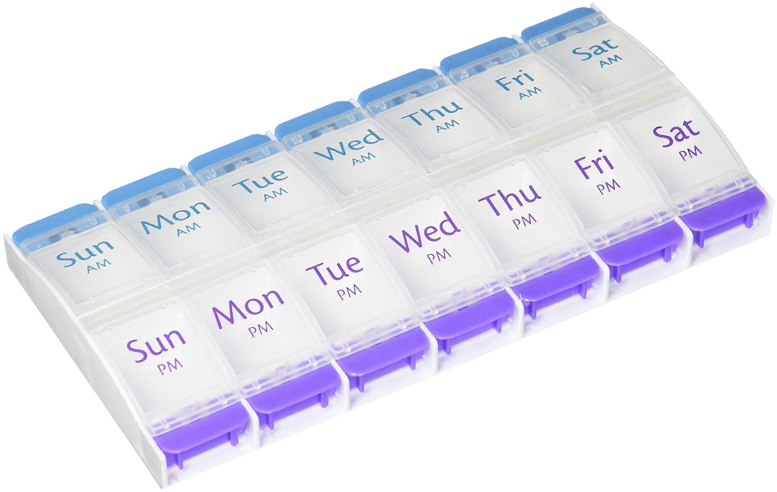 7 Day AM/PM Organizer with Push 2 Button, Pack XLarge, Colors May Vary