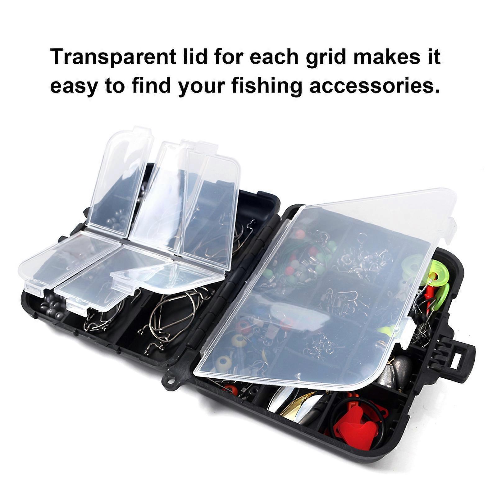 188pcs Fishing Accessories Kit with Tackle Box Jig Hooks Swivels Snaps Sinker Sliders Beads