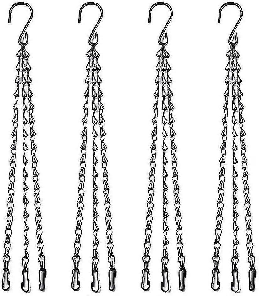 [4 πακέτο] 40cm, 50cm 3 κλώνος κρεμαστός γάντζος αλυσίδων αντικατάστασης μετάλλων αλυσίδων καλαθιών με το γάντζο και το κλιπ για τις γλάστρες Γλάστρες Τροφοδότες πουλιών Φανάρια - Blac