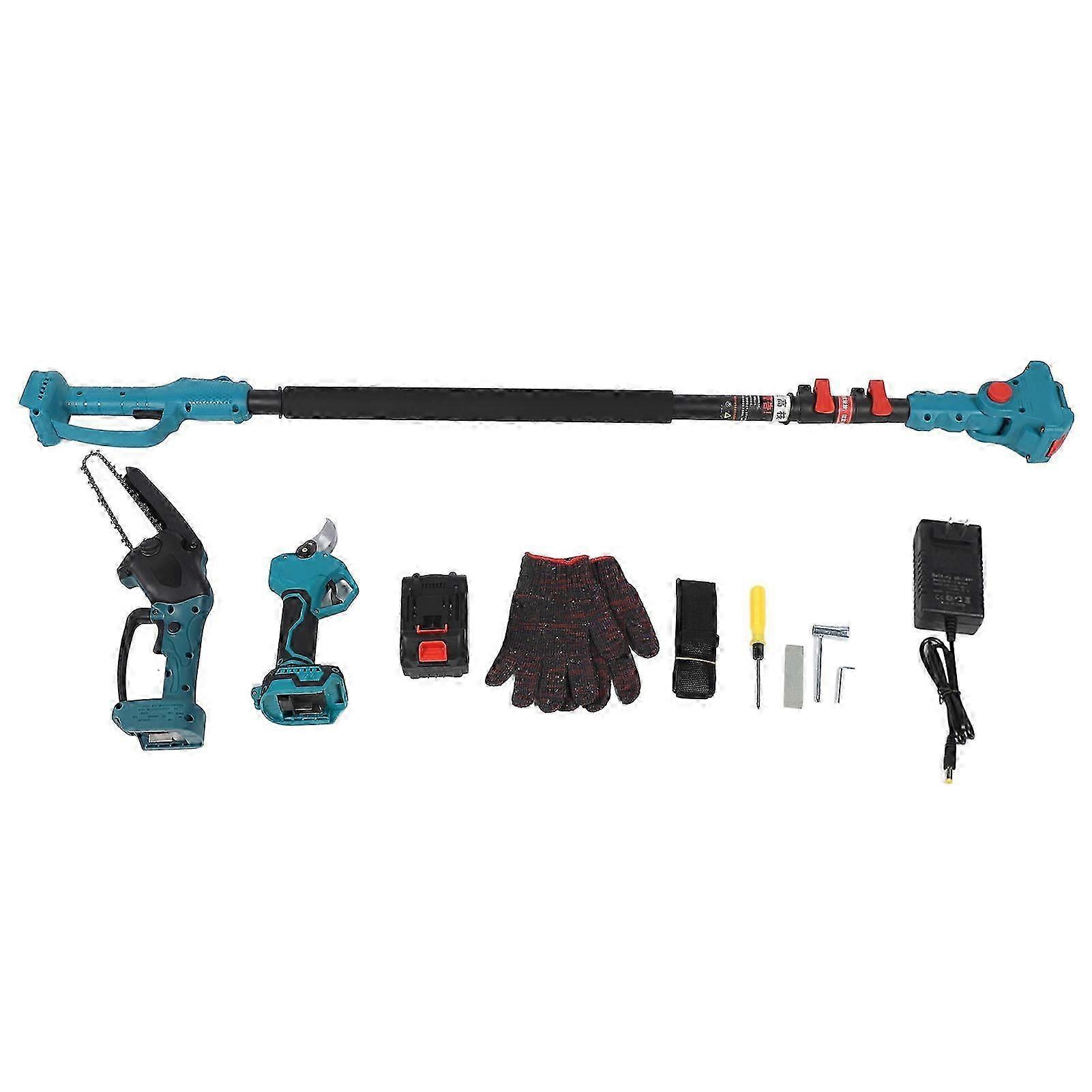 Electric Pruning Shear With Chainsaw Extension Rod Digital Display Cordless Pruner 180 Degree Adjustable Head 110