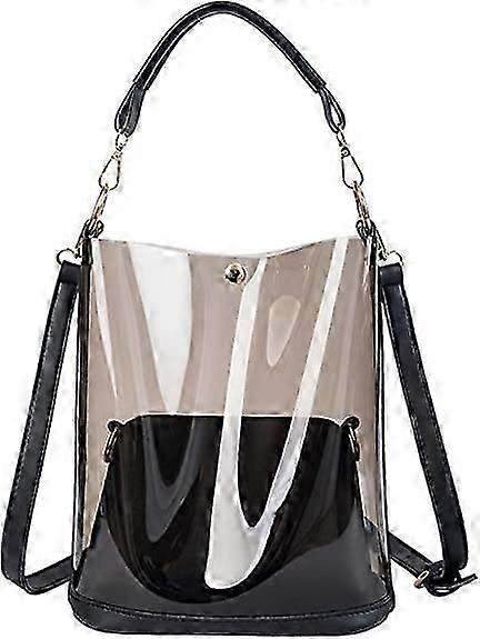 Semi-Clear Handbags, Jelly Transparent Clear Beach Shoulder Bag, 2 in 1 Bag