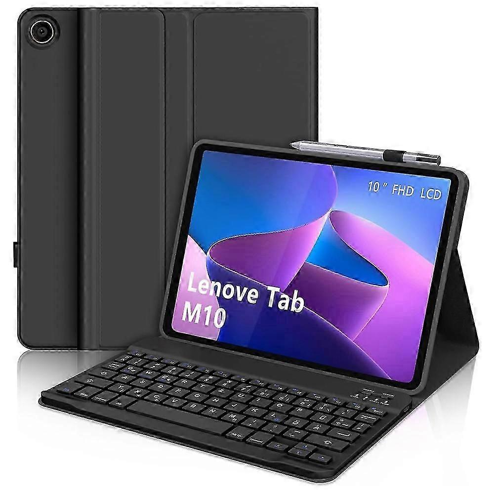 Sk-m10 For Lenovo Tab M10 (gen 3) Leather Tablet Stand Cover+bluetooth-compatible Keyboard