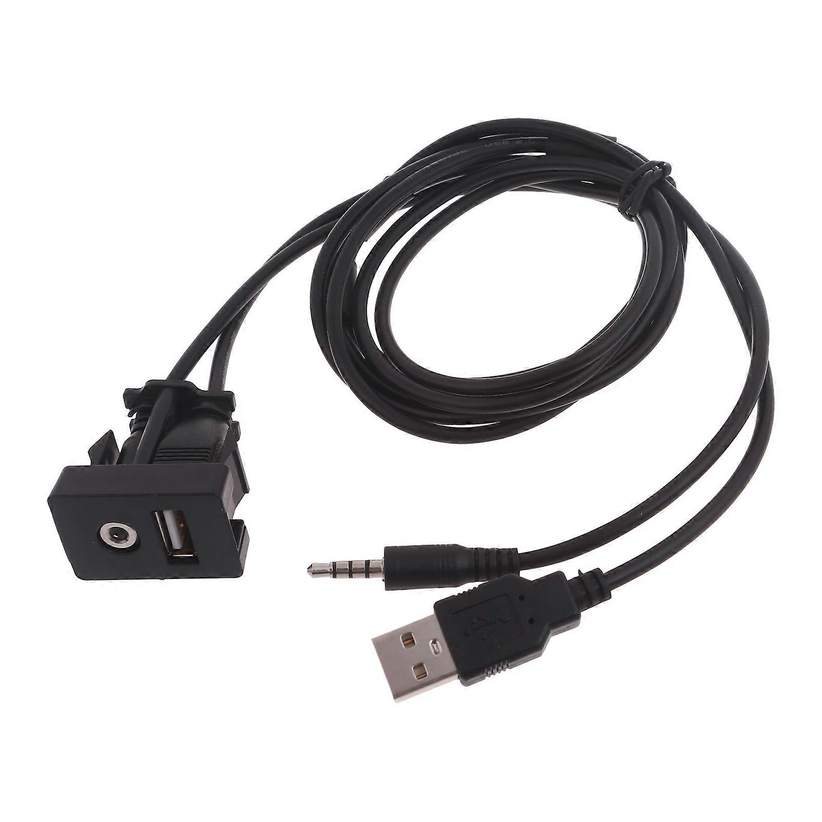 Πίνακας ταμπλό USB + 3.5mm Connector USB AUX Flush Mount Cable Αδιάβροχο καλώδιο επέκτασης καλωδίων 100cm/39.37in