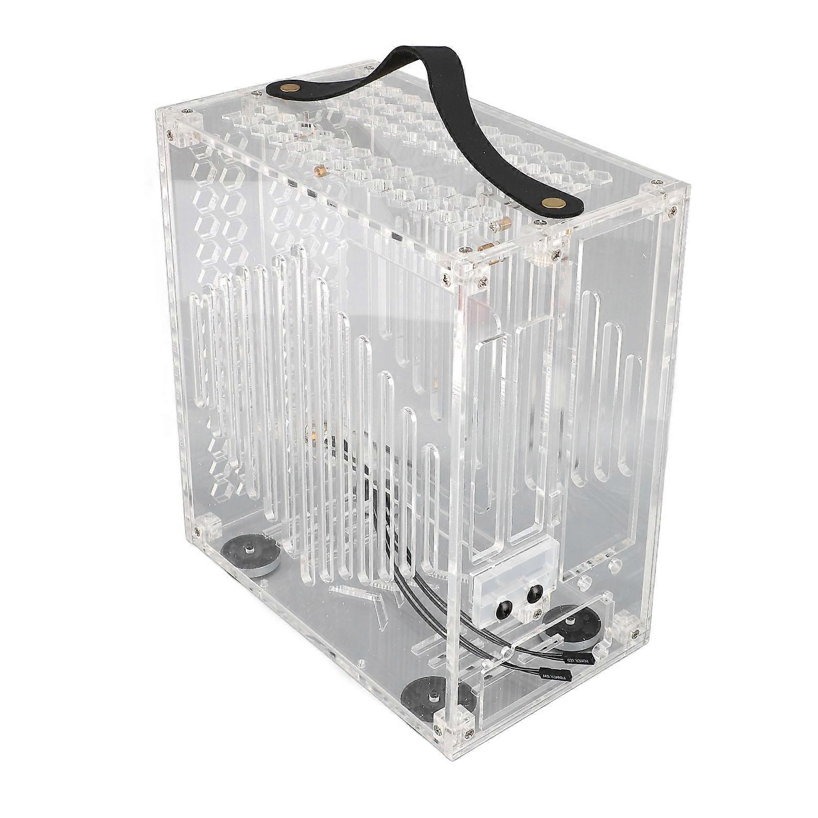 23x20.5x12cm Miniature ITX PC Case Clear Arcylic PC Case Portable DIY Desktop Computer Case 360 Degree Open Hollow Airflow Case Transparent 