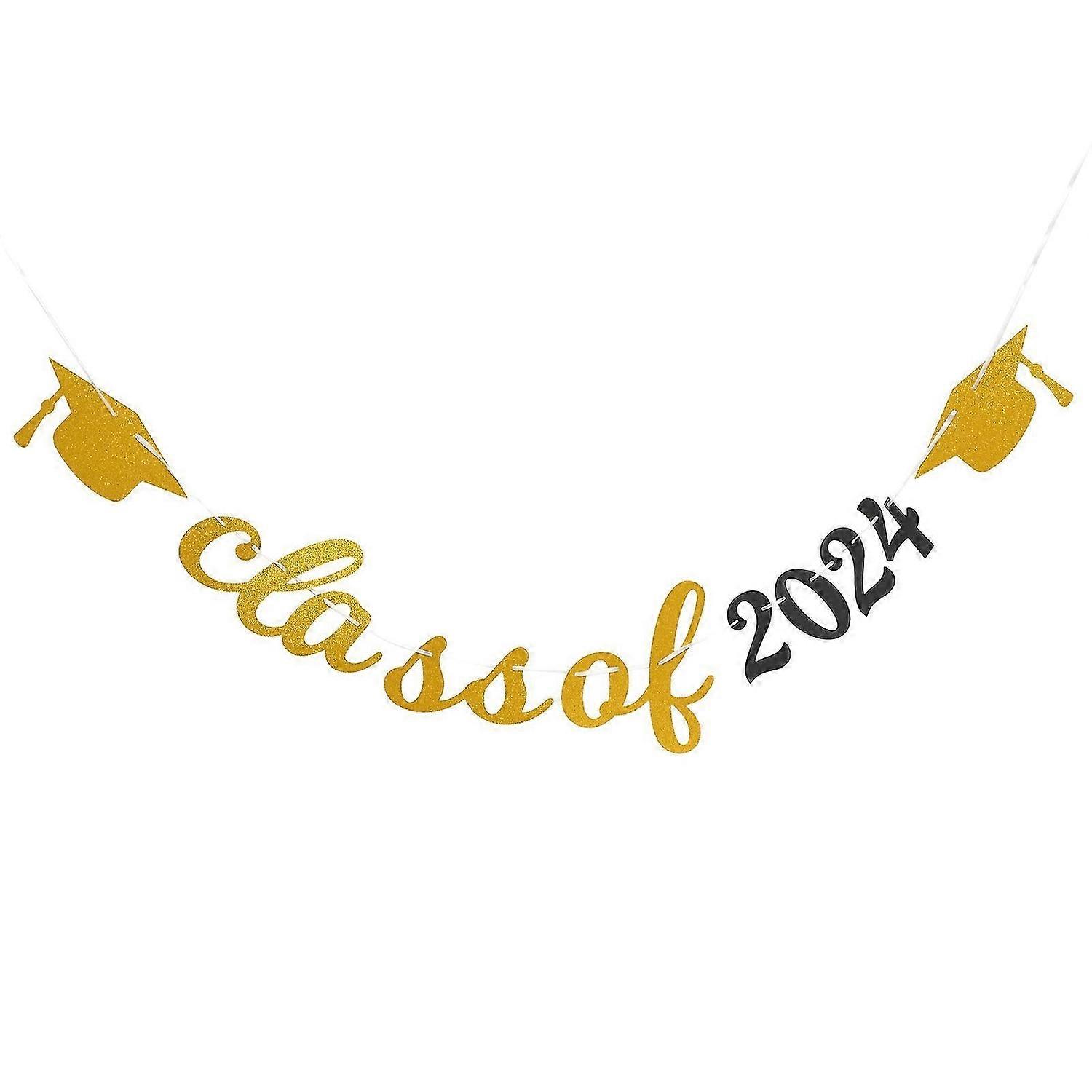 1 Set Graduation Class of 2024 Banner Paper Bunting Background Photo Prop for Graduation